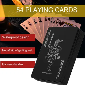 Mood 54pcs/tekk Poker Veekindel PVC Plastikust mängukaardid Komplekt Classic Magic Trikke Vahend Puhta Värvi Black Magic Box-pakitud
