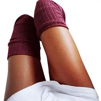 Overknee Pikad Sukad Talvel Paksenenud (Solid Color Säärised Soe Õhuke Vasika Sokid Naistele