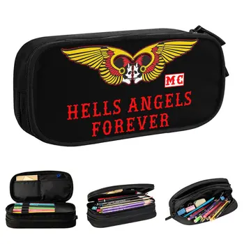 Hells Angels Igavesti penaali Mustpeade Klubi Pencilcases Pen Tüdruk, Poiss, Suur Kott Õpilased Kooli Tõmblukk Kirjatarvete