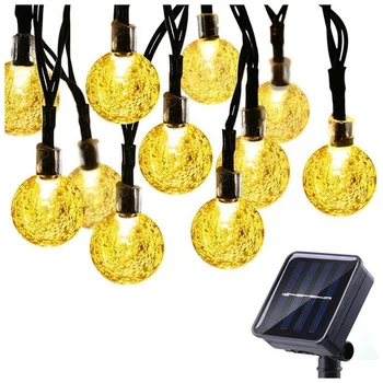 1Set 8 Režiimid Solar Lambid kristallkuul 5M LED String Tuled Must&Valge jõulupidu Väljas Kaunistamiseks