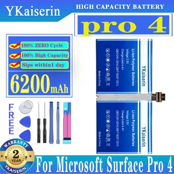 YKaiserin Aku Microsoft Surface Pro 4 1724 12.3 Tablett DYNR01 7.5 V 38.2 WH 6200mAh G3HTA027H Batterij + Pala NR