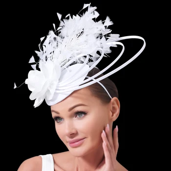 Mood Sinamay Fascinator Pulm Mütsid Väljamõeldud Lilleline Suled Headpiece Juuksed Clip Lady Kord Kiriku Üritus Hair Accessory