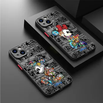 Disney Mickey Õmblema Case for iPhone 11 Pro-XR-X 7 8 Pluss 14 Pluss 13 XS Max 12 15 Mini Pro Max Matt Kaitseraua Luksus Kate
