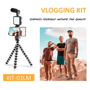 Nutitelefoni Vlog LED Video Valgus, Kit DSLR SLR Telefon Vlog Statiivi Vlogging Kits Live Selfie Täida Valguses Mikrofoniga LED