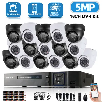 CCTV DVR Home Security Camera Süsteem 16CH 5MP DVR Kit Väljas näotuvastus XMEYE AHD Kuppel Kaameraga videovalve Süsteem Komplekt