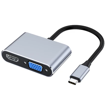 USB-C HDMI, VGA Multiport Adapter 4K C-Tüüpi USB-C-HUB-Projektorid Muundurid Port Adapter Macbook Pro