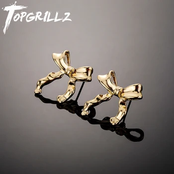 TOPGRILLZ Armas kullatud Bowknot Ear Stud Naiste jaoks Tüdrukud Isiksuse Pikk Suur Vibu Tilk Kõrvarõngas Kõvadele Piercing Ehted