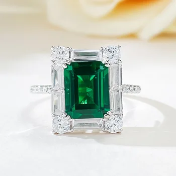 2023 Uus Kandiline 2 Karaat Imitatsioon Emerald 7 * 9 Vahuveini Kõrge Süsiniku Diamond Euroopa ja Ameerika Valgus Luksus Ringi