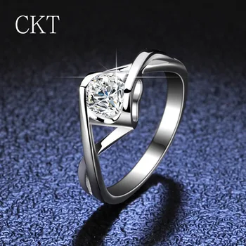 Kvaliteet Platinum PT950 Ringi 1 Karaat D Värv Moissanite Teemant Sõrmus Daamid Ring Angel Kiss Ettepanek Ringi Ehted Naistele