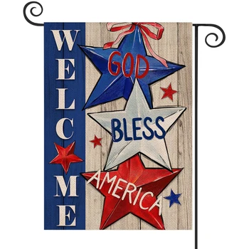 1TK God Bless America Mustriga Voodipesu Puuvillane Aed Flag Banner Siseruumides Väljas Kodu Aias Rippuvad Decor