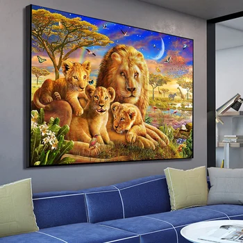 Metsloomade Lõvid Pere Lõuend Plakatid Arican Lõvid Kunsti Trükitud Maali Seina Art Pictrues eest elutuba Home Decor raamita