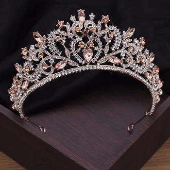 Barokk Vintage Crystal Crown Tiaras Peapaelad Kuninganna Pruut Diadem Headdress Kõnniteed Pulmad Juuksed Ehted Kaunistused Pruudi