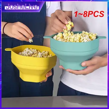 1~8PCS Silikoon Popcorni Kauss Kaanega Mikrolaine Popkorn Kopp Loominguline Kokkupandav Popcorn Maker Kõrge Temperatuuri taluva DIY