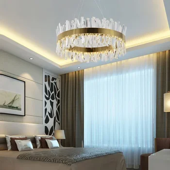 Postmodernistlik LED kristall lühter elutuba atmosfääri loov lihtne magamistuba lambi majapidamis-roostevabast terasest söögituba lamp