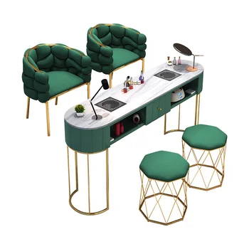 Marmor küünte tabel Kerge luksuslik stiil ilusalong kaasaegne mööbel, maniküür küünte laud ja tool
